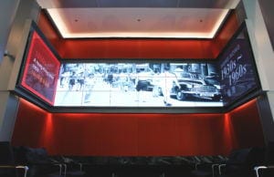 HSBC multi-panel display with image of historic Hong Kong